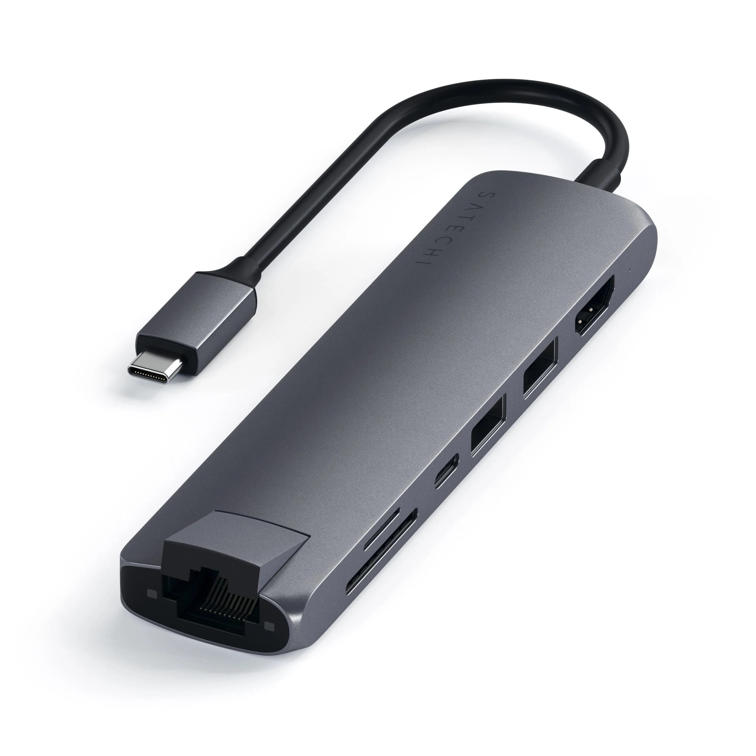 Satechi USB-C Slim Aluminum MultiPort Ethernet Adapter Black