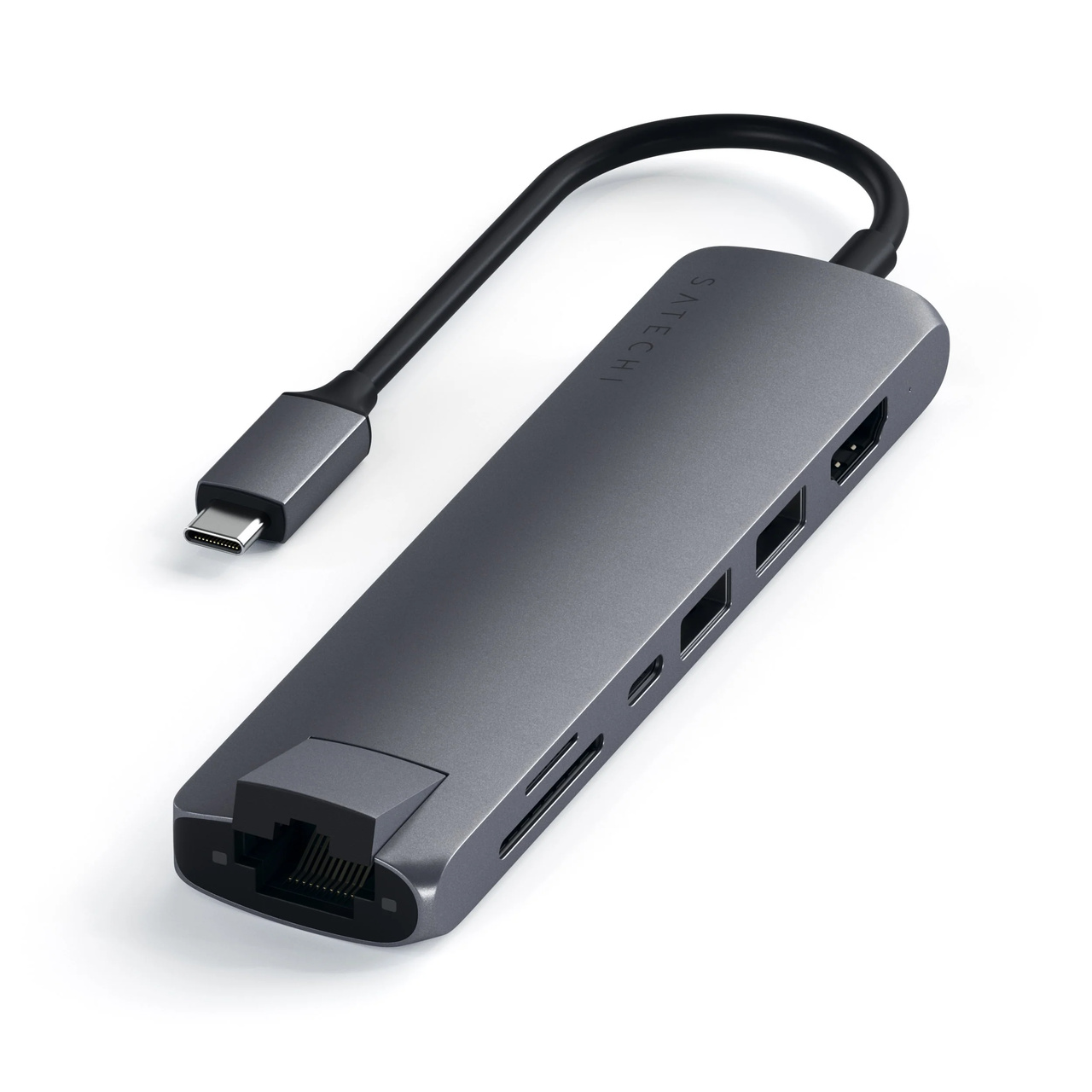 Satechi USB-C Slim Aluminum MultiPort + Ethernet Adapter Black