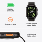 Apple Watch Ultra 3 GPS + Cellular 49mm Black Titanium - Black/Charcoal Trail Loop - Small/Medium