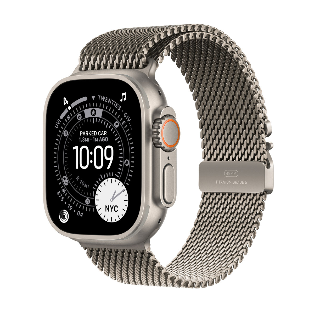 Apple Watch Ultra 3 GPS + Cellular 49mm Natural Titanium - Natural Titanium Milanese Loop - Large