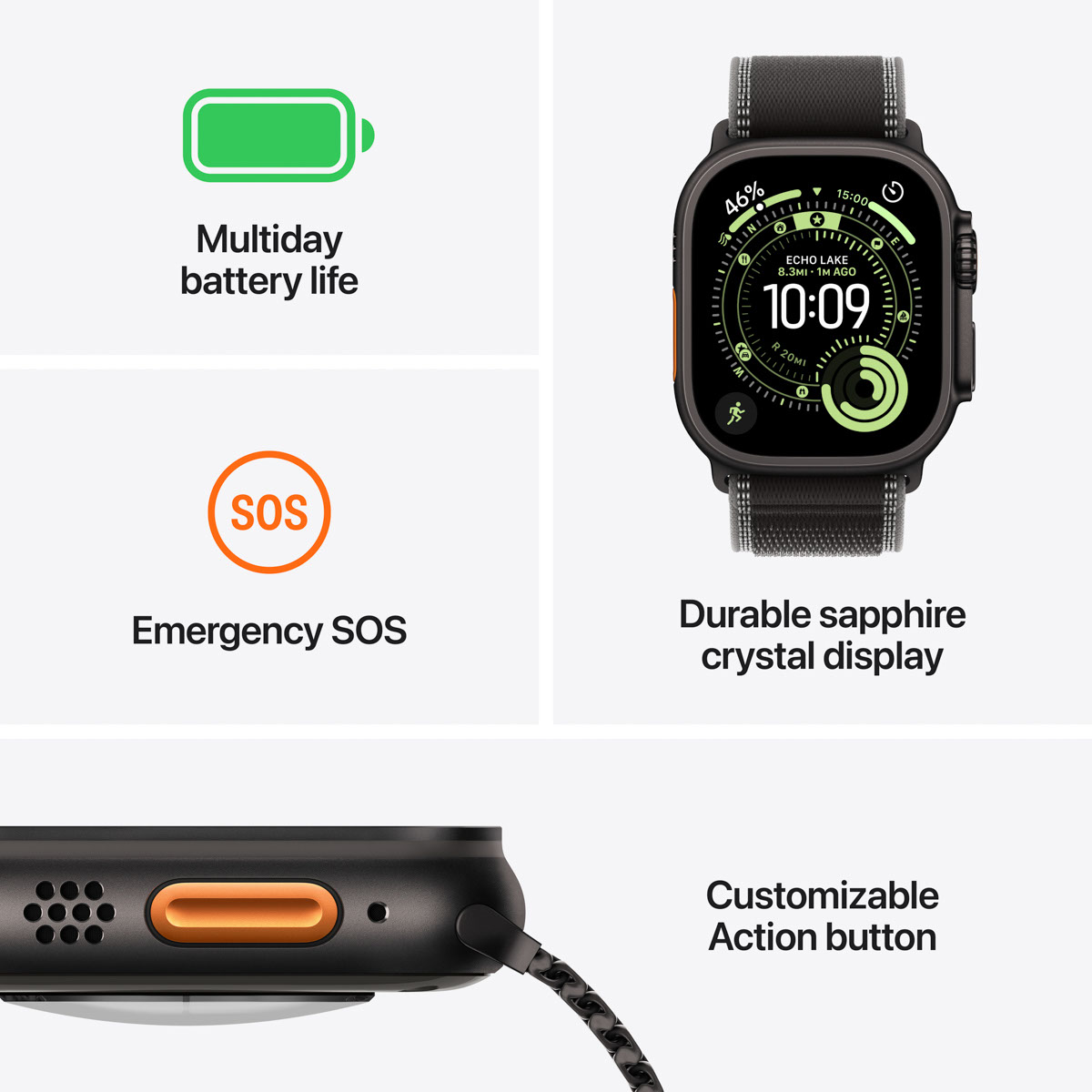 Apple Watch Ultra 3 GPS + Cellular 49mm Natural Titanium - Natural Titanium Milanese Loop - Large