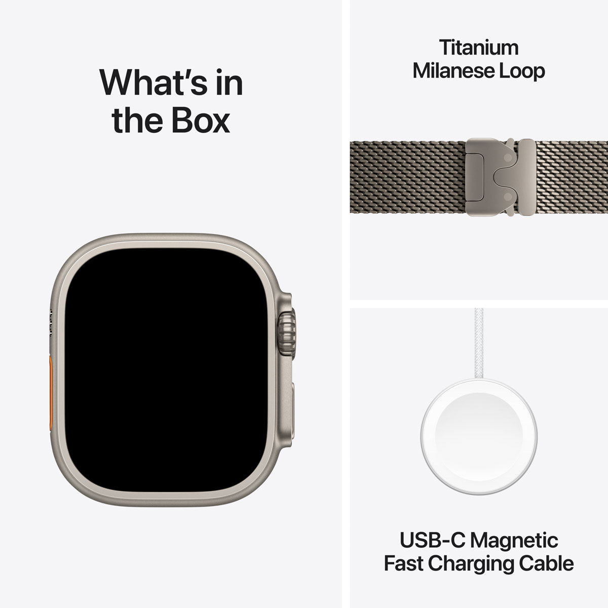 Apple Watch Ultra 3 GPS + Cellular 49mm Natural Titanium - Natural Titanium Milanese Loop - Large