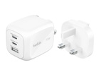 Belkin BOOSTCHARGE Pro USB-C/A 70W GaN 3-port Charger + UK/EU Travel kit White