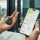 Satechi FindAll Vegan Leather Keychain w/ Apple Find My + Wireless Charging - Black