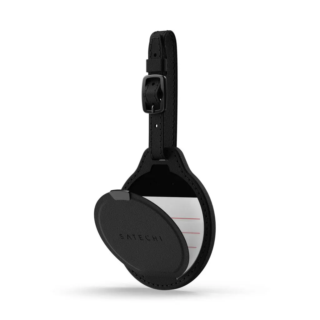 Satechi FindAll Vegan Luggage Tag w/ Apple Find My + Wireless Charging - Black