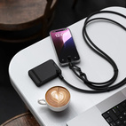 Satechi OntheGo Crossbody Lanyard Strap w/ charging cable - Black