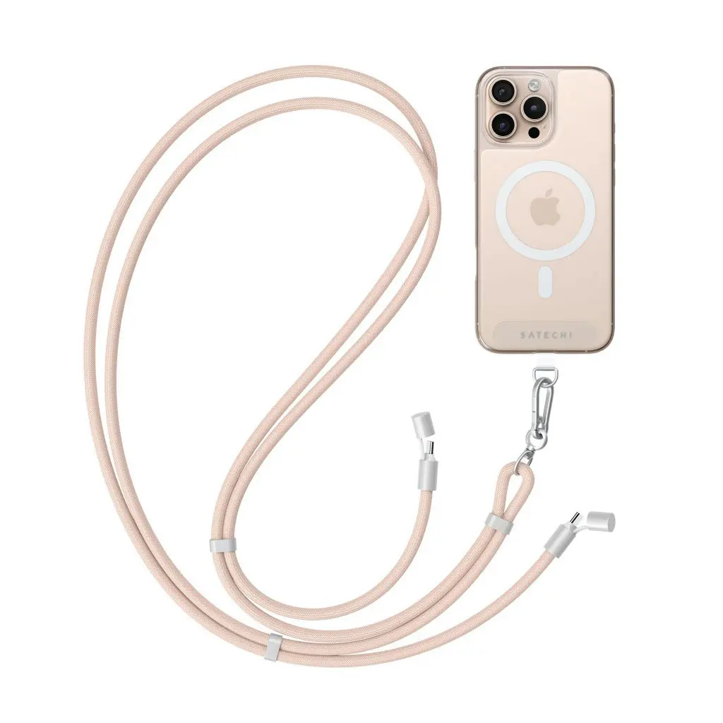 Satechi OntheGo Crossbody Lanyard Strap w/ charging cable - Desert Rose