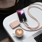 Satechi OntheGo Crossbody Lanyard Strap w/ charging cable - Desert Rose