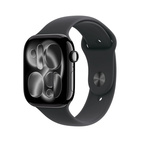 Apple Watch Series 11 GPS + Cellular 46mm Jet Black Aluminium - Black Sport Band - Medium/Large