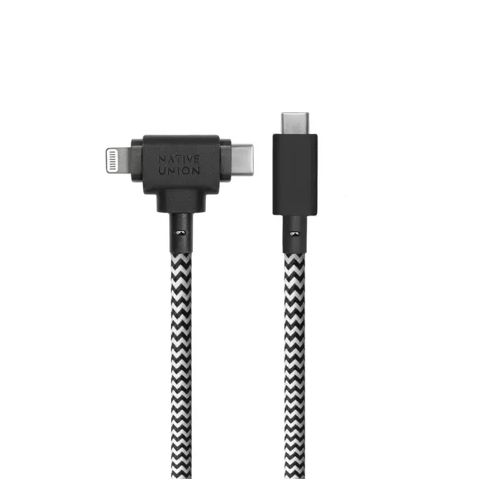 Native Union Belt Duo USB-C to USB-C/Lightning Cable 1.5m Zebra Black