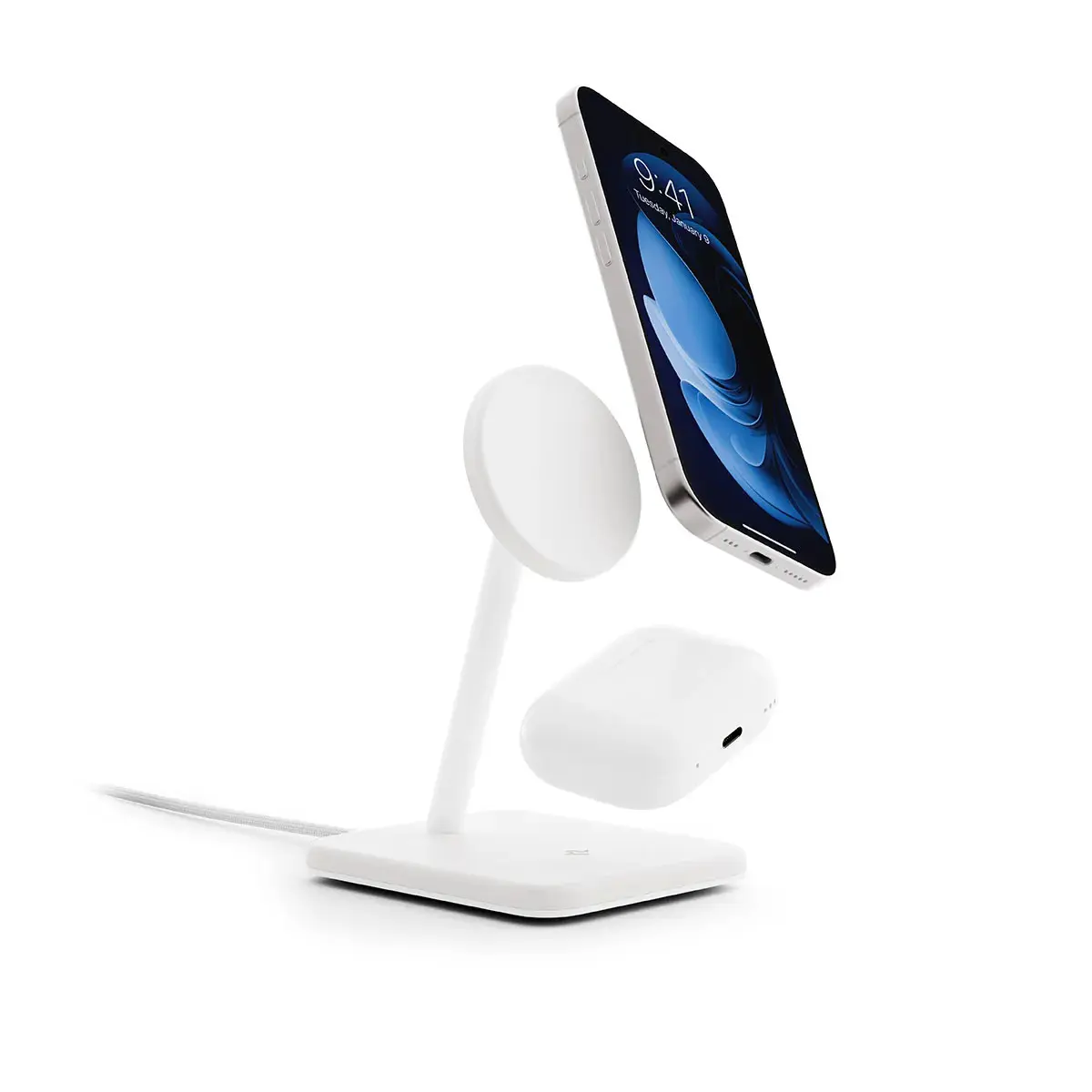 Twelve South HiRise2 Deluxe Wireless Charging + Qi2 Stand USB-C White