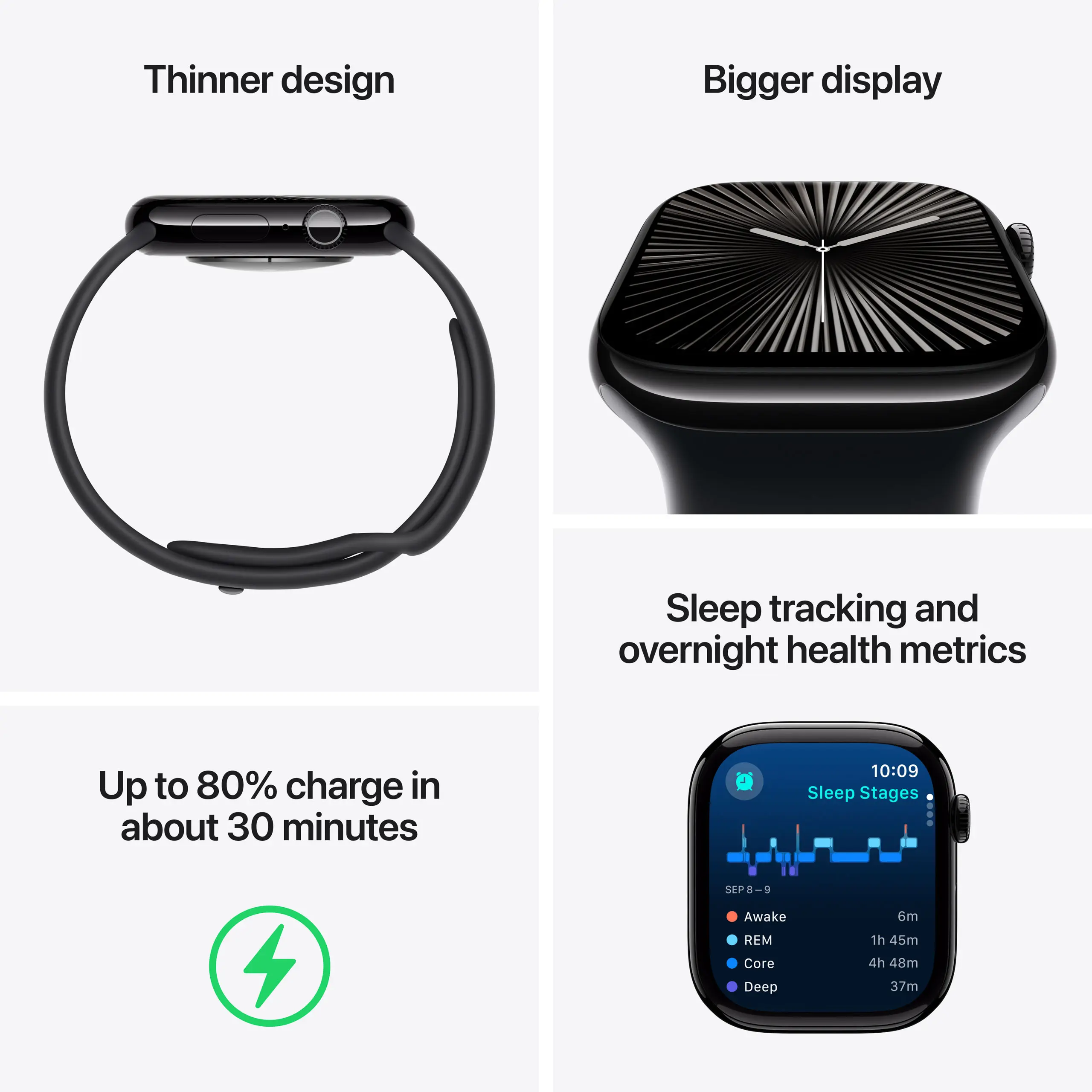 Apple Watch Series 10 GPS + Cellular 46mm Slate Titanium - Black Sport Band - Small/Medium
