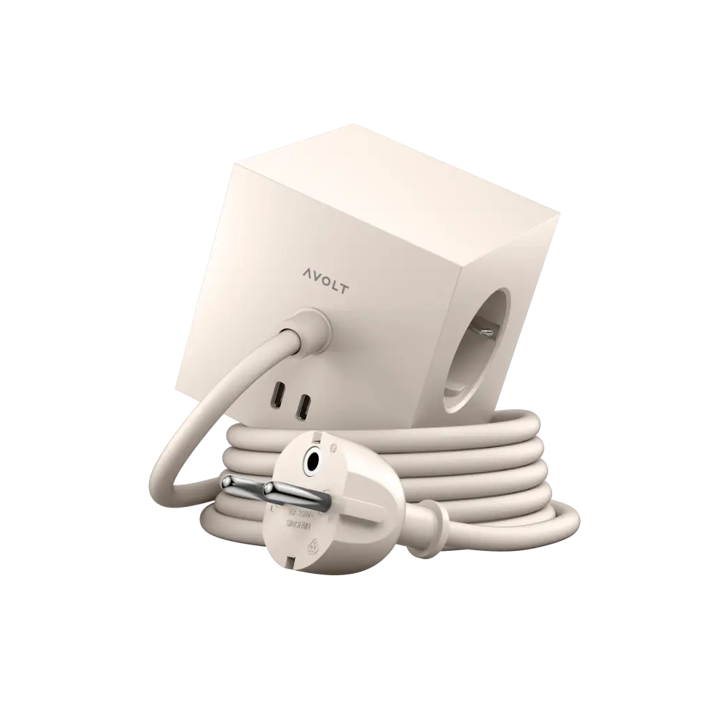 AVOLT Square1 3x Jatkojohto 1.8m + 2x USB-C (30W) Nomad Sand