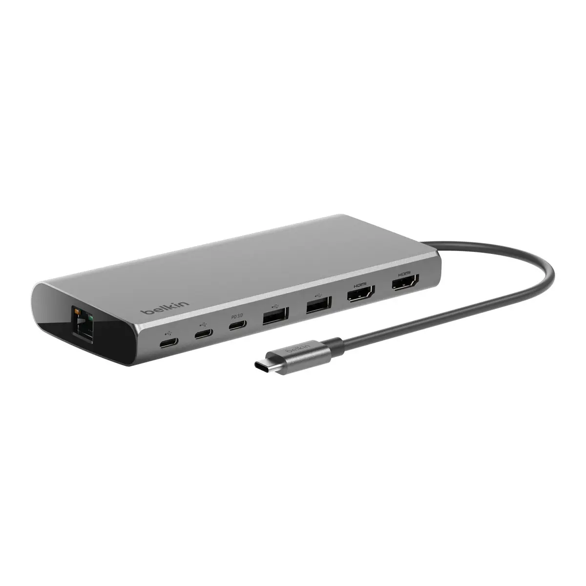 Belkin CONNECT USB-C 8-in-1 MultiPort Dual 4K HDMI Adapter Space Grey