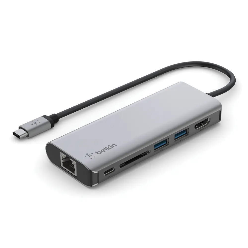Belkin CONNECT USB-C 6-in-1 MultiPort + Ethernet Adapter Space Grey
