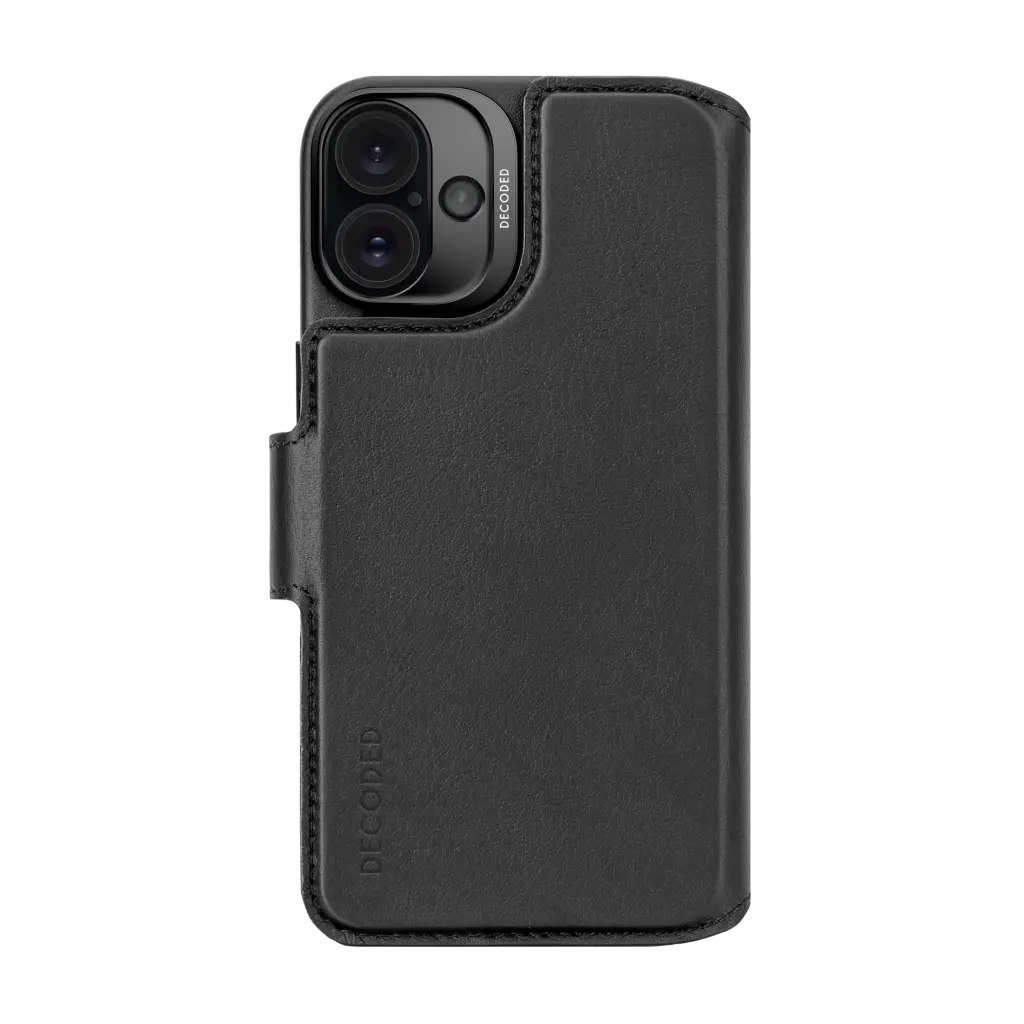 DECODED Leather Detachable Wallet Case w/MagSafe for iPhone 16 Plus - Black