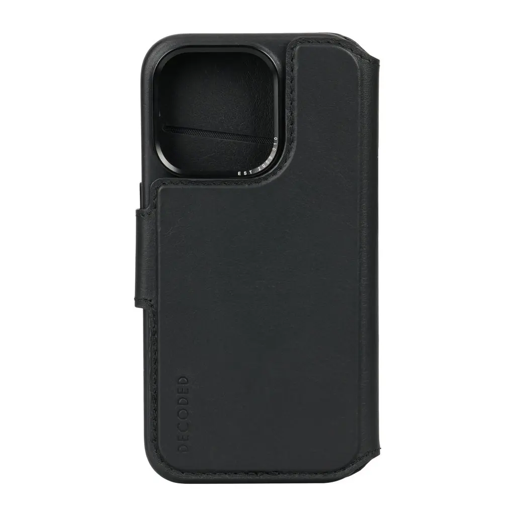 DECODED Leather Detachable Wallet Case w/MagSafe for iPhone 15 Pro - Black