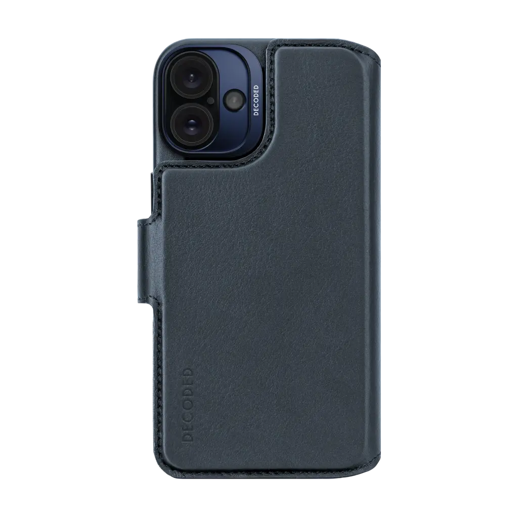DECODED Leather Detachable Wallet Case w/MagSafe for iPhone 16 Plus - Navy