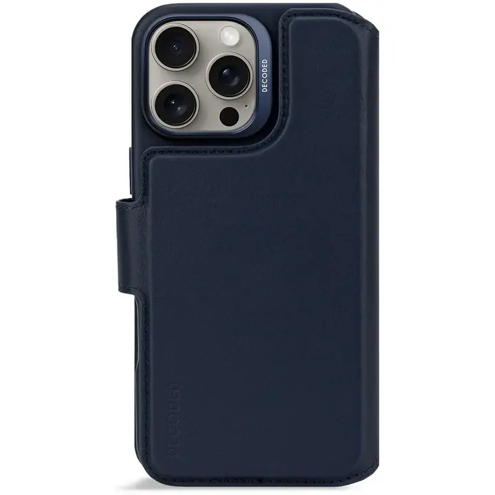 DECODED Leather Detachable Wallet Case w/MagSafe for iPhone 16 Pro Max - Navy