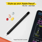 Doodroo Skin for Apple Pencil (1&2) Black + 5 Caps