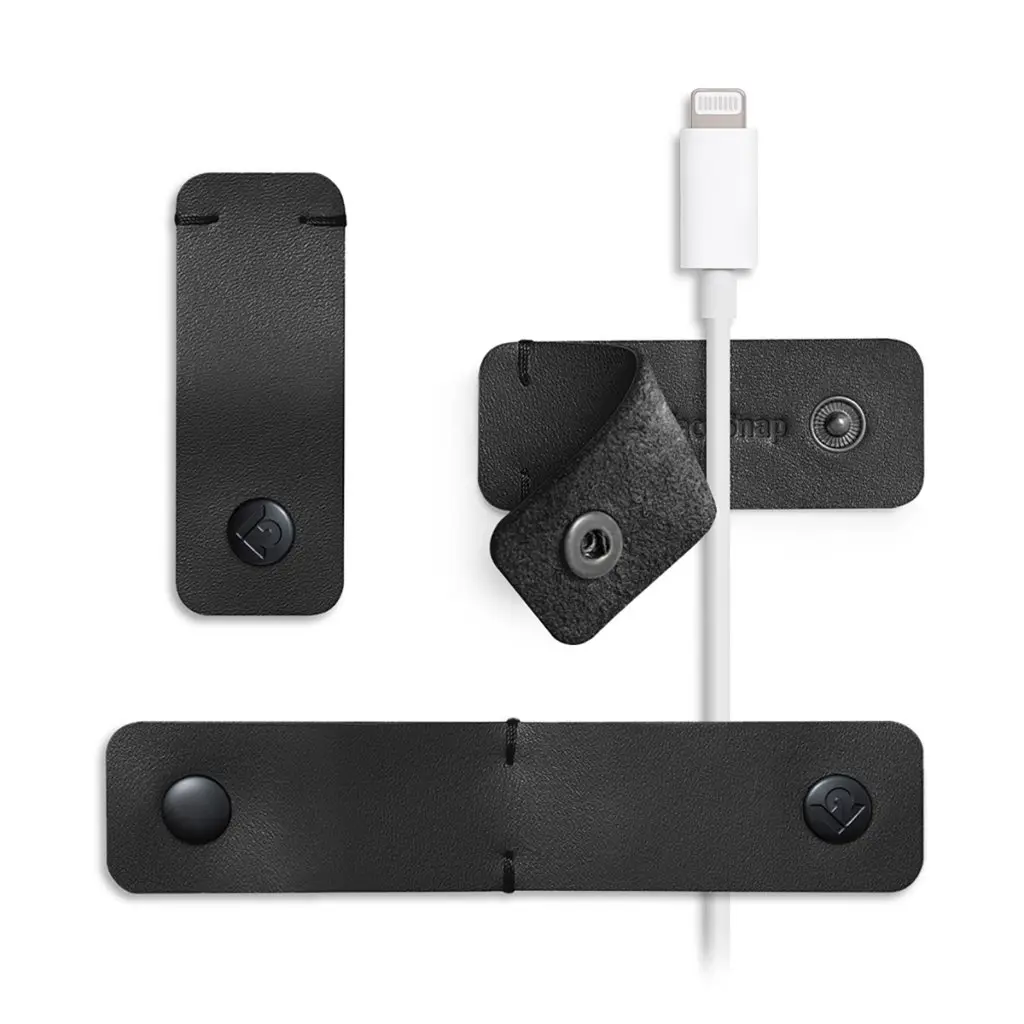 Twelve South CableSnap Stay 3-pack - Leather Black