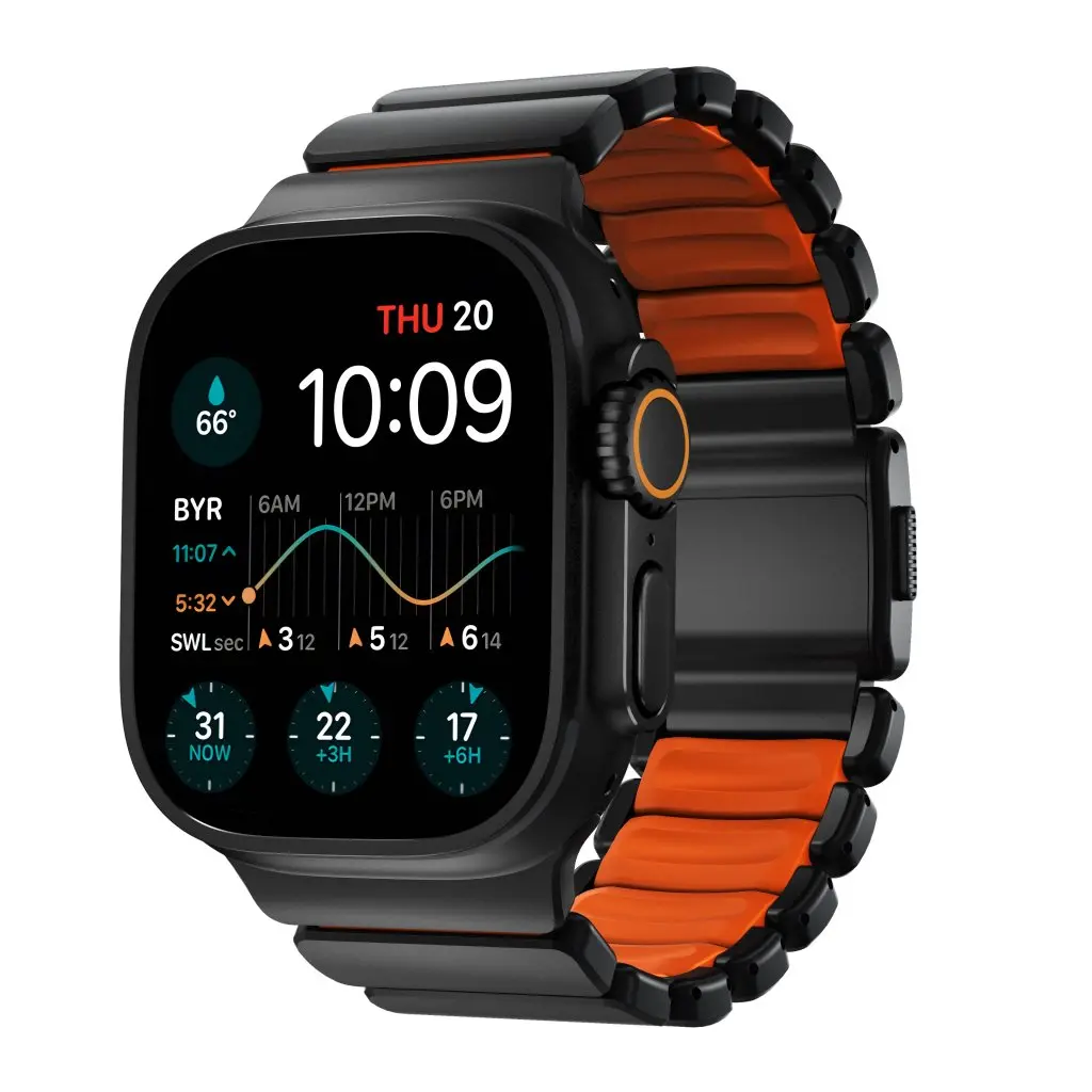 Nomad Watch 44/45/4649mm Stratos Band Black Titanium - Ultra Orange FKM