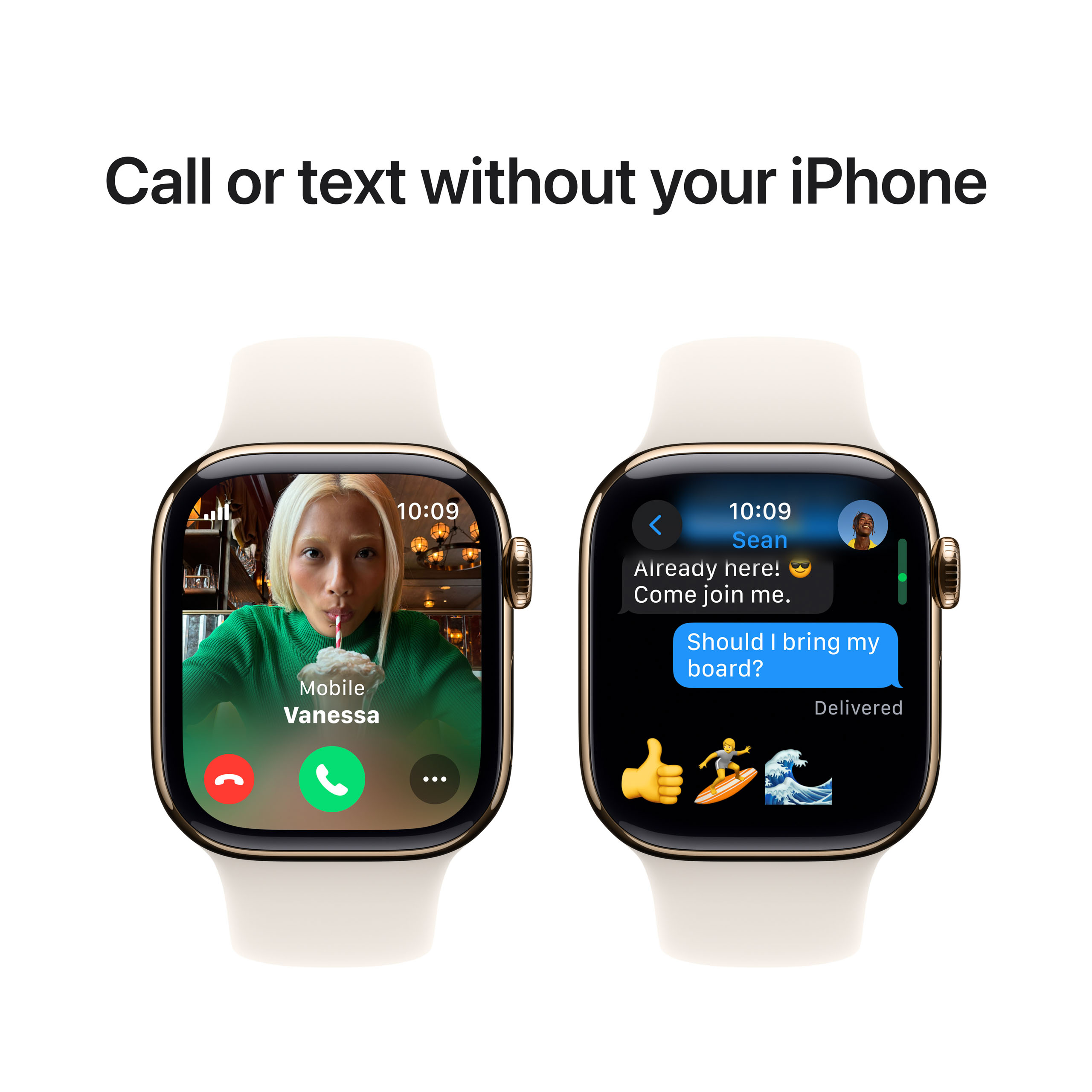 Apple Watch Series 10 GPS + Cellular 42mm Gold Titanium - Starlight Sport Band - Small/Medium
