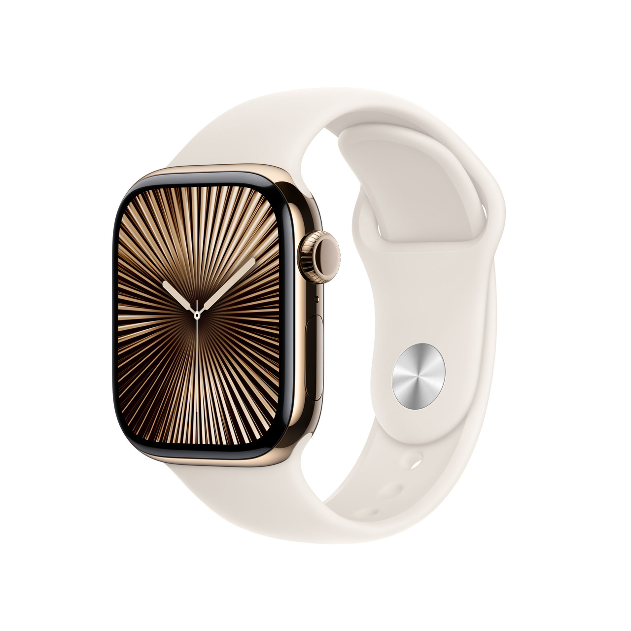 Apple Watch Series 10 GPS + Cellular 42mm Gold Titanium - Starlight Sport Band - Small/Medium