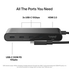 Belkin CONNECT USB-C 4-Port + HDMI 4K 60Hz 100W PD Hub Black