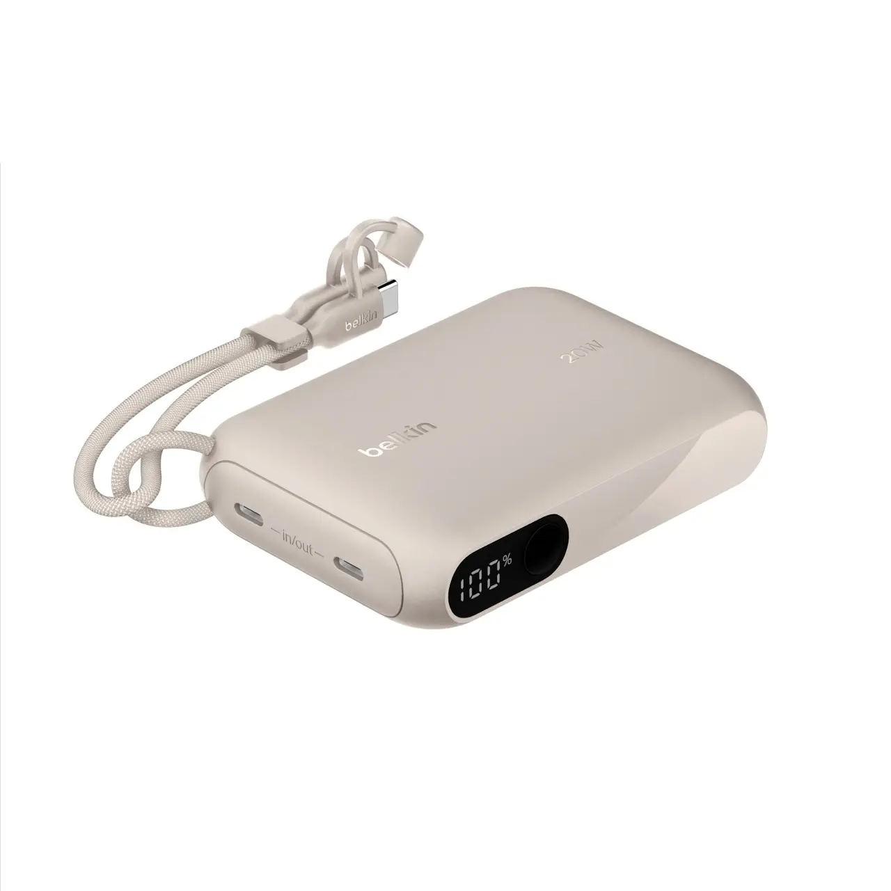 Belkin BOOSTCHARGE PowerBank w/Display 10000mAh/20W PD w/USB-C Cable Sand