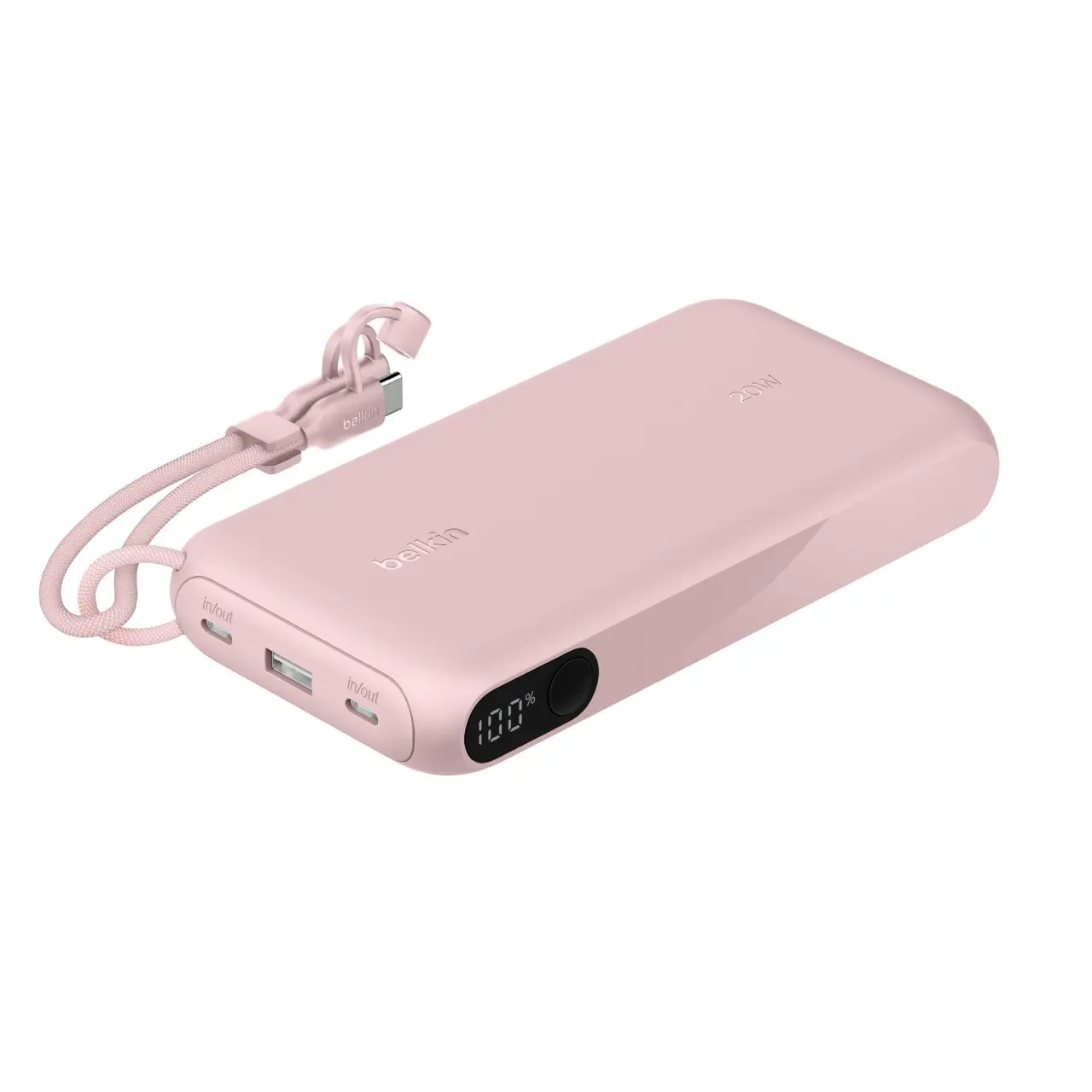 Belkin BOOSTCHARGE PowerBank w/Display 20000mAh/20W PD w/USB-C Cable Pink