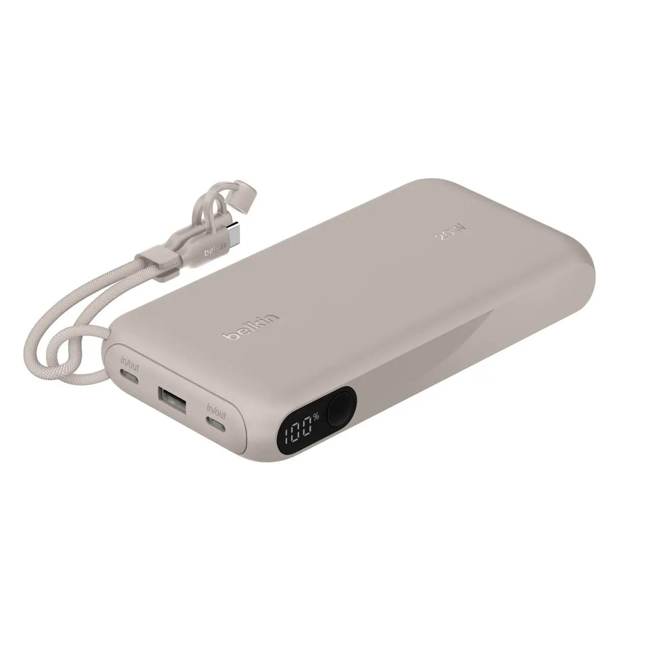 Belkin BOOSTCHARGE PowerBank w/Display 20000mAh/20W PD w/USB-C Cable Sand