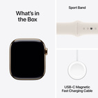 Apple Watch Series 10 GPS + Cellular 42mm Gold Titanium - Starlight Sport Band - Small/Medium