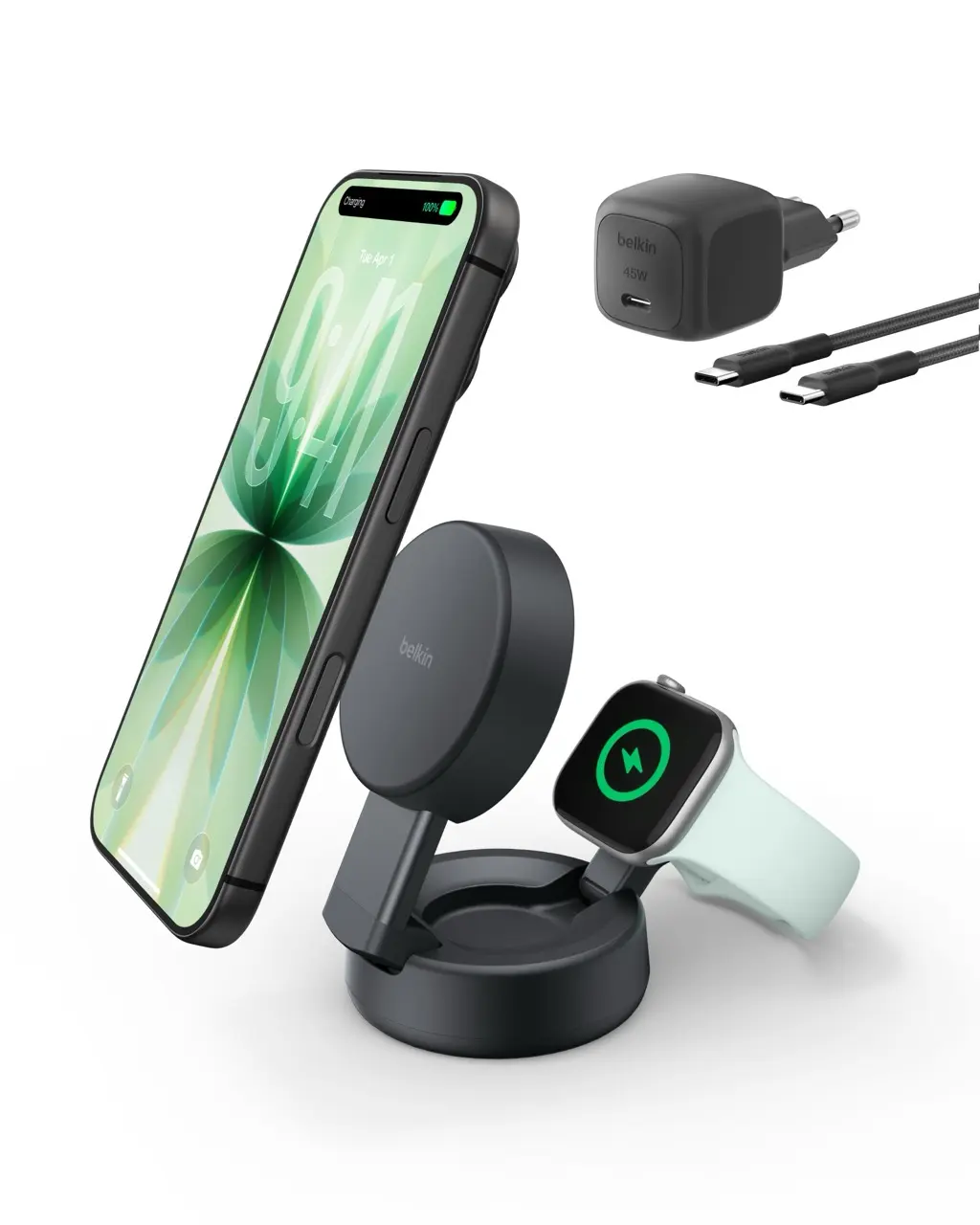 Belkin ULTRACHARGE Pro 2-in-1 Magnetic Wireless Qi2.2 25W Convertible Charging Station Charcoal