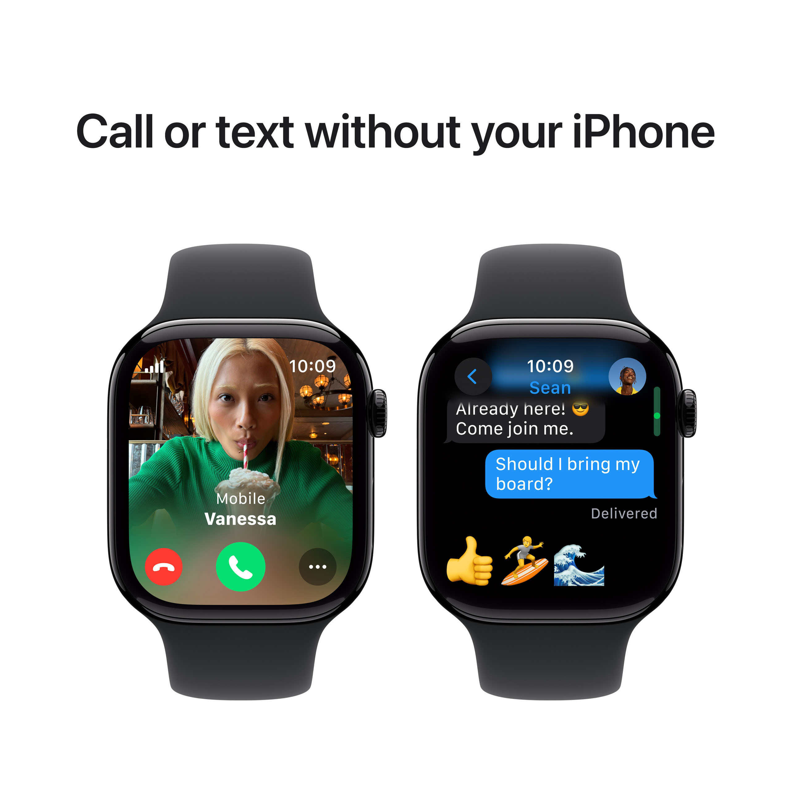 Apple Watch Series 10 GPS + Cellular 46mm Jet Black Aluminium - Black Sport Band - Small/Medium
