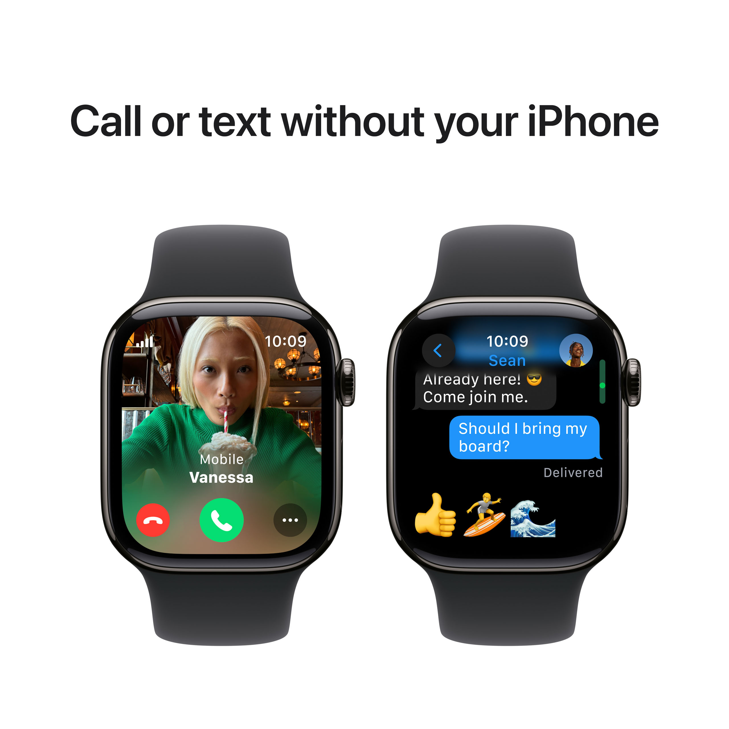 Apple Watch Series 10 GPS + Cellular 42mm Slate Titanium - Black Sport Band - Small/Medium