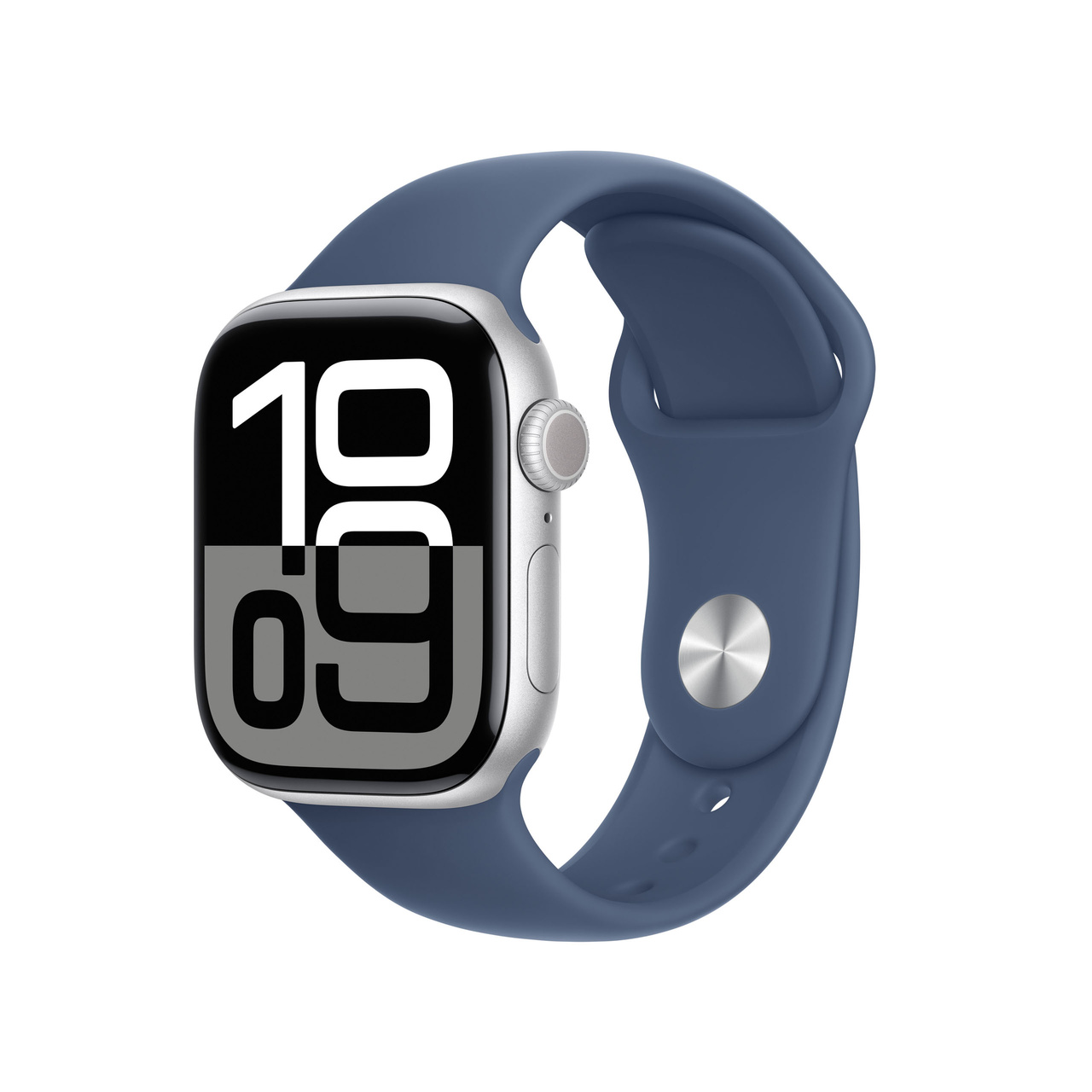 Apple Watch Series 10 GPS + Cellular 42mm Silver Aluminium - Denim Sport Band - Small/Medium