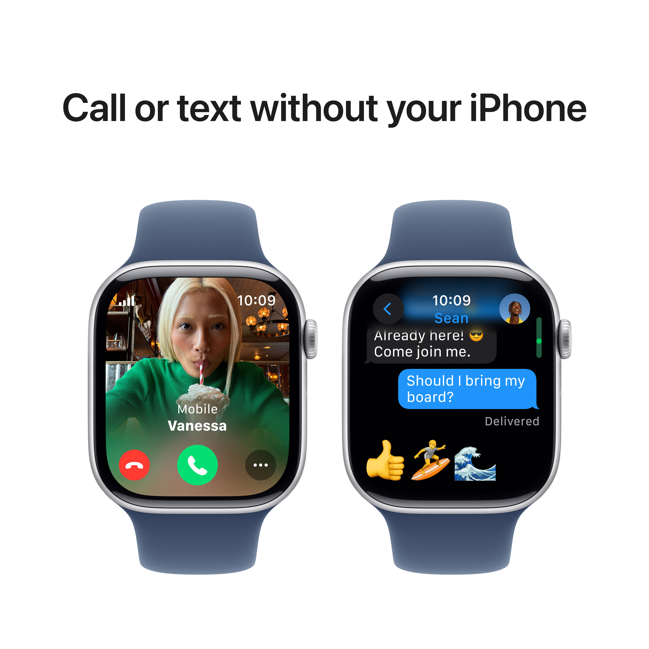 Apple Watch Series 10 GPS + Cellular 46mm Silver Aluminium - Denim Sport Band - Medium/Large