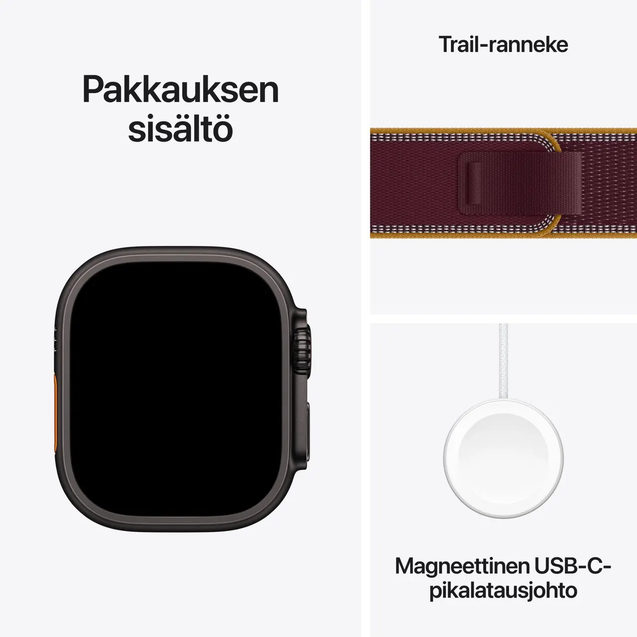 Apple Watch Ultra 4 GPS + Cellular 49mm Black Titanium Case with Burgundy Trail Loop - M/L