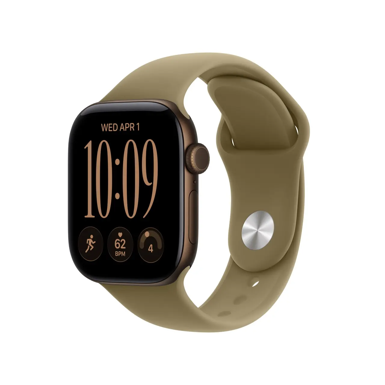 Apple Watch Series 12 GPS + Cellular 42mm Dark Bronze Aluminium Case with Olive Sport Band - M/L
