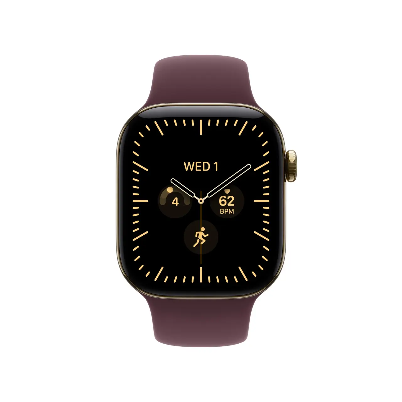 Apple Watch Series 12 GPS + Cellular 42mm Radiant Gold Titanium Case with Burgundy Sport Band - S/M