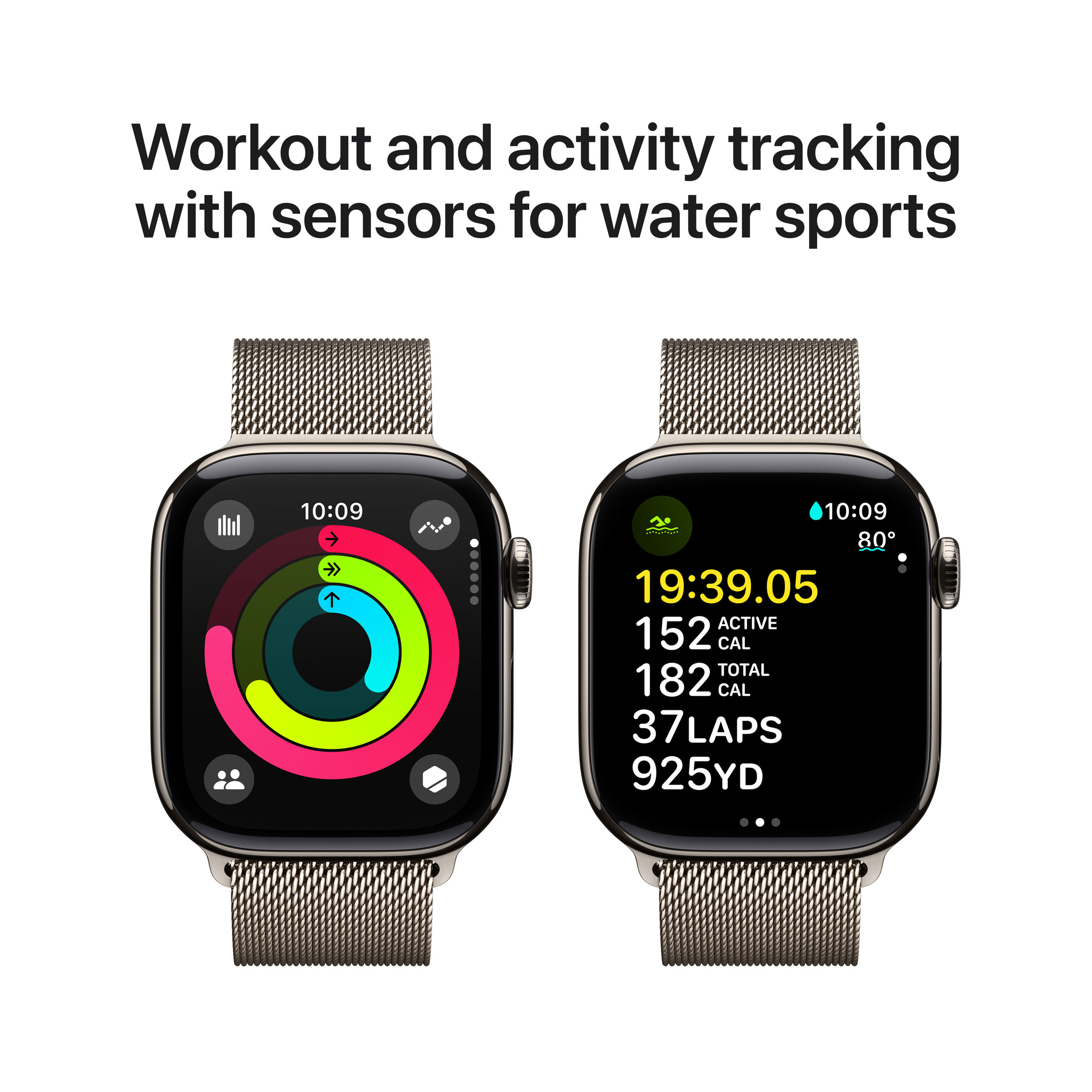 Apple Watch Series 10 GPS + Cellular 42mm Natural Titanium - Natural Milanese Loop