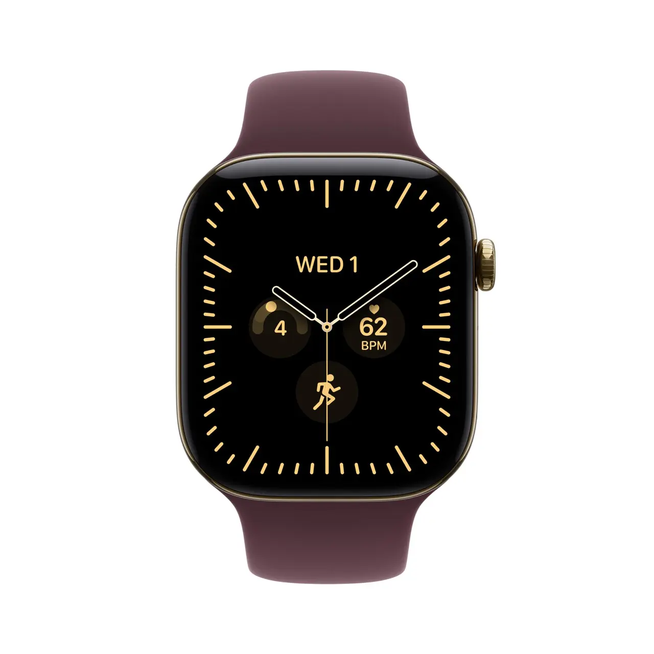 Apple Watch Series 12 GPS + Cellular 46mm Radiant Gold Titanium Case with Burgundy Sport Band - M/L