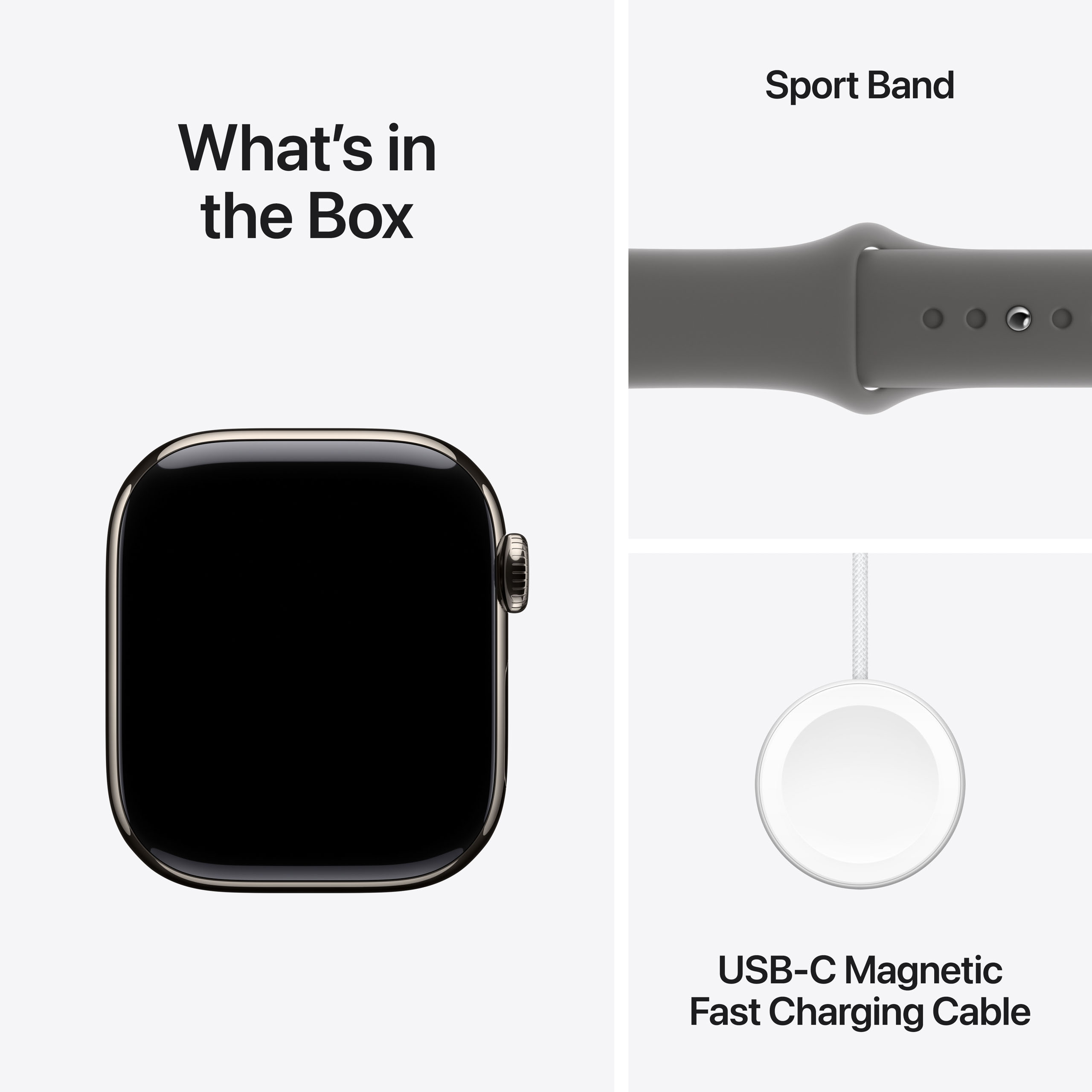 Apple Watch Series 10 GPS + Cellular 42mm Natural Titanium - Stone Grey Sport Band - Medium/Large