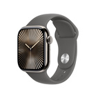 Apple Watch Series 10 GPS + Cellular 42mm Natural Titanium - Stone Grey Sport Band - Medium/Large