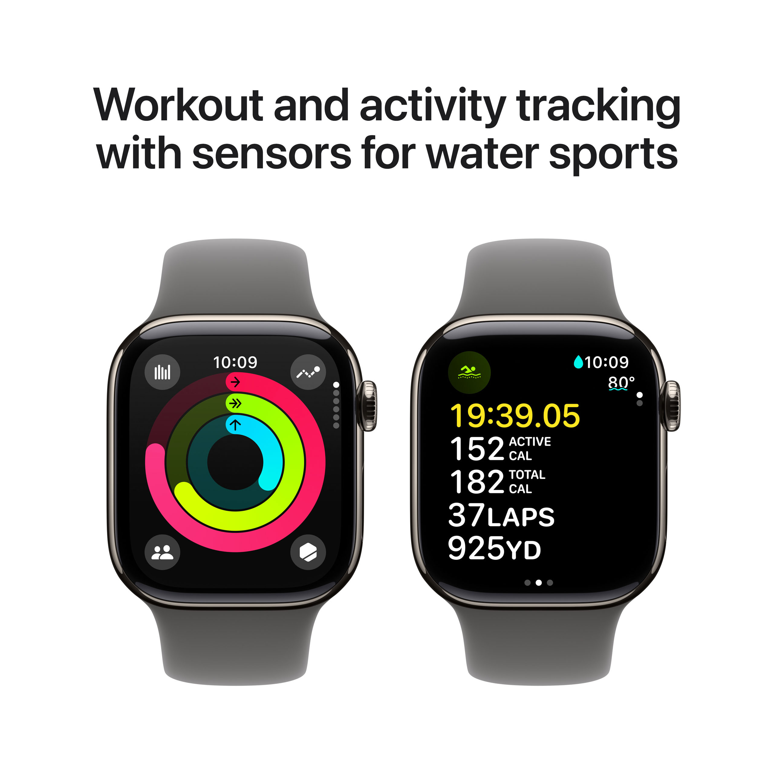 Apple Watch Series 10 GPS + Cellular 42mm Natural Titanium - Stone Grey Sport Band - Medium/Large