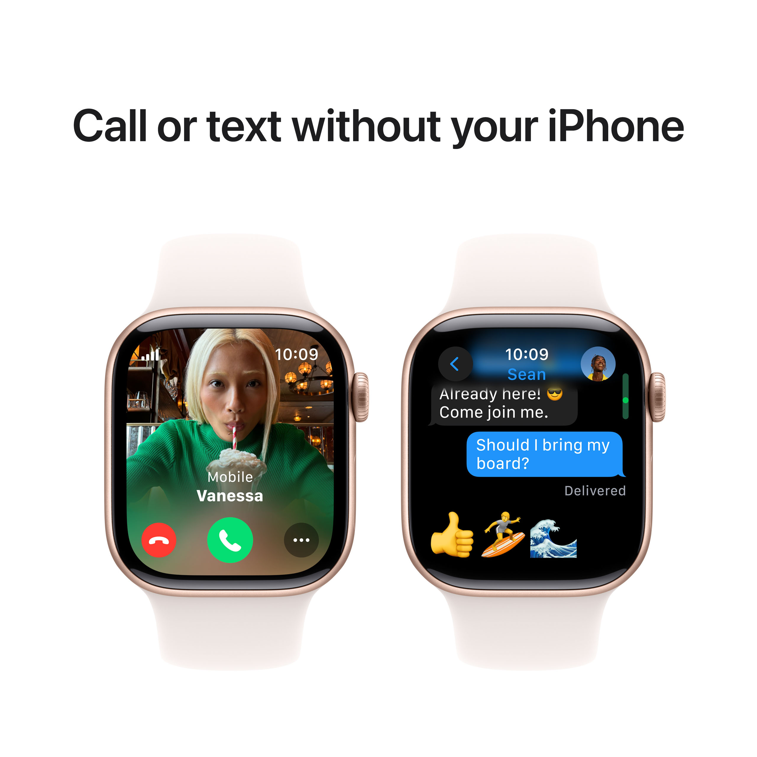 Apple Watch Series 10 GPS + Cellular 42mm Rose Gold Aluminium - Light Blush Sport Band - Small/Medium
