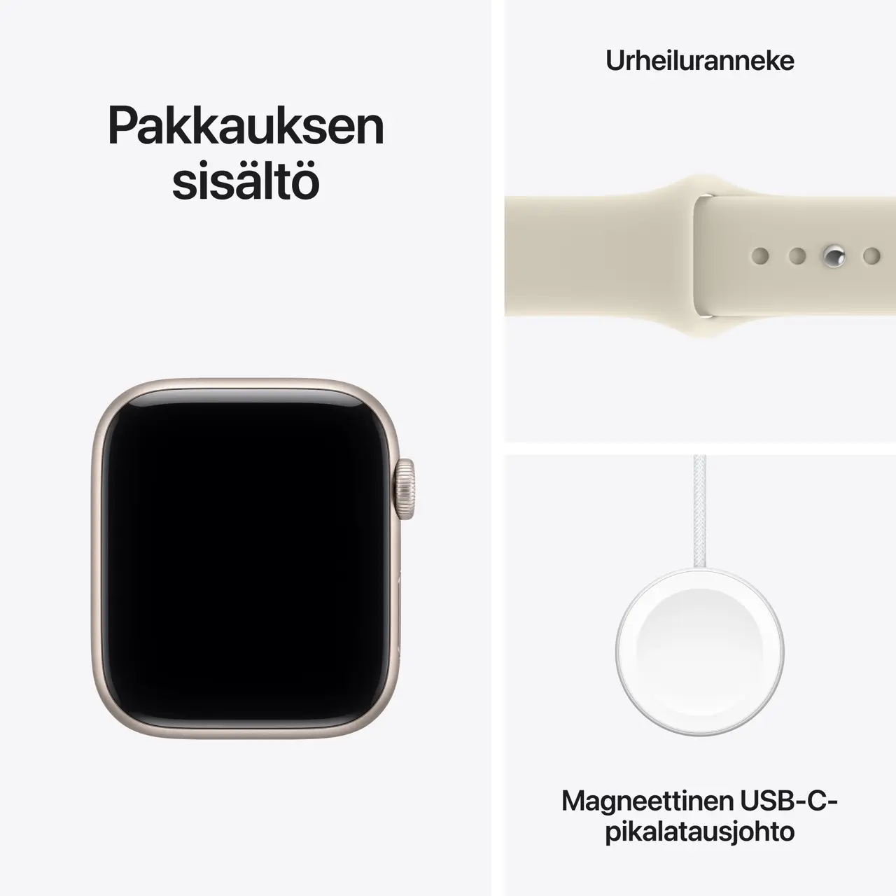 Apple Watch SE 3 GPS 44mm Starlight Aluminium -  Sand Sport Band - Medium/Large