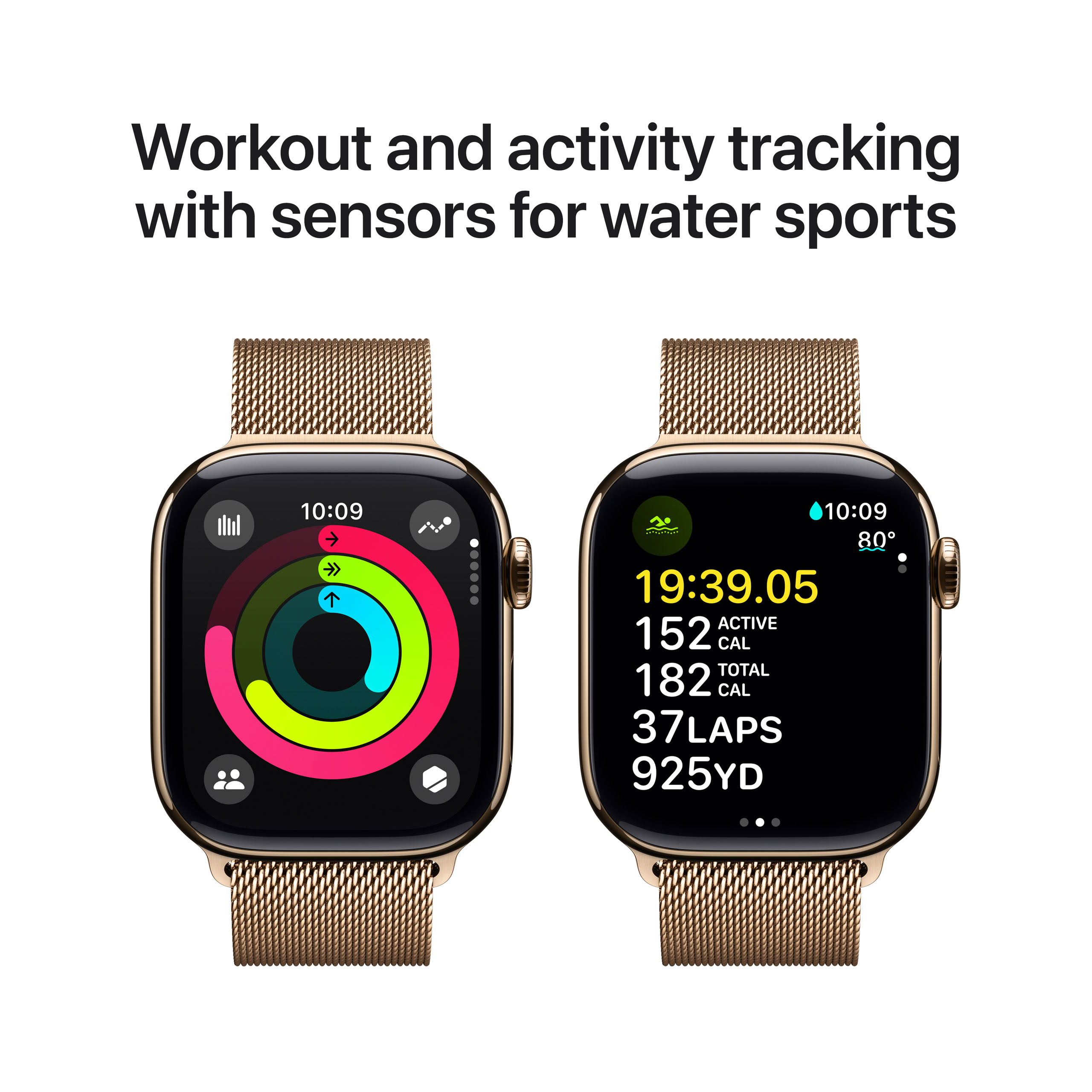 Apple Watch Series 10 GPS + Cellular 42mm Gold Titanium - Gold Milanese Loop