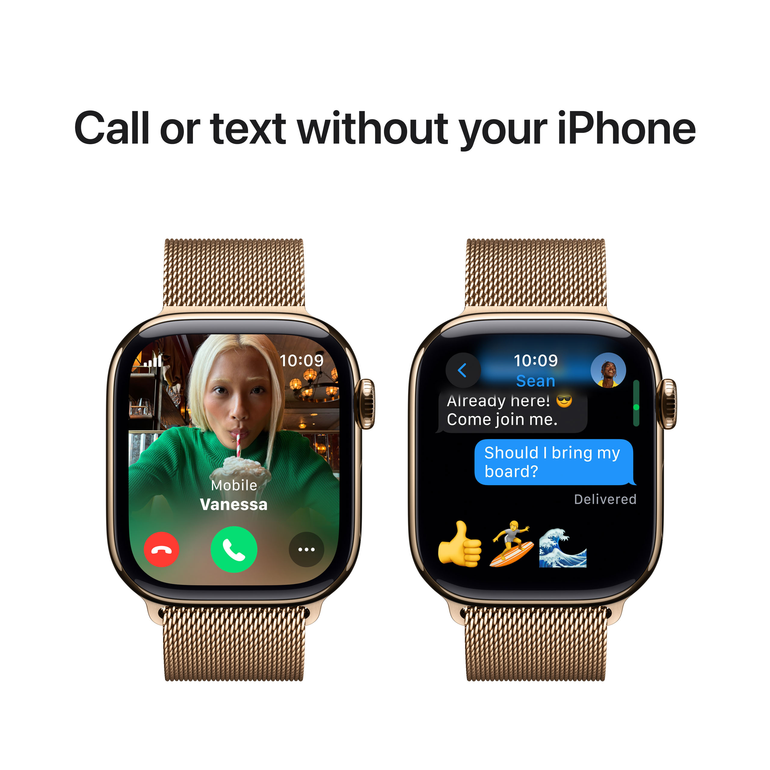 Apple Watch Series 10 GPS + Cellular 42mm Gold Titanium - Gold Milanese Loop